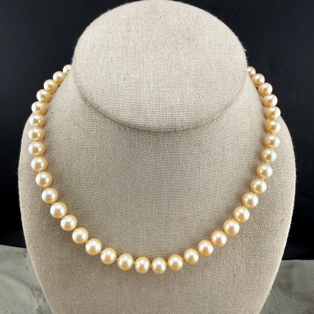 Vintage Imitation Pearl Necklace Glass Beaded 16"